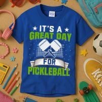 It's A Great Day Pickleball Paddle Gift Kids T-Shirt thumb 3