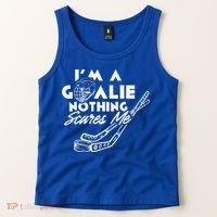 I'm A Goalie Nothing Scares Me Team Player Ice Hockey Puck Tank Top thumb 2