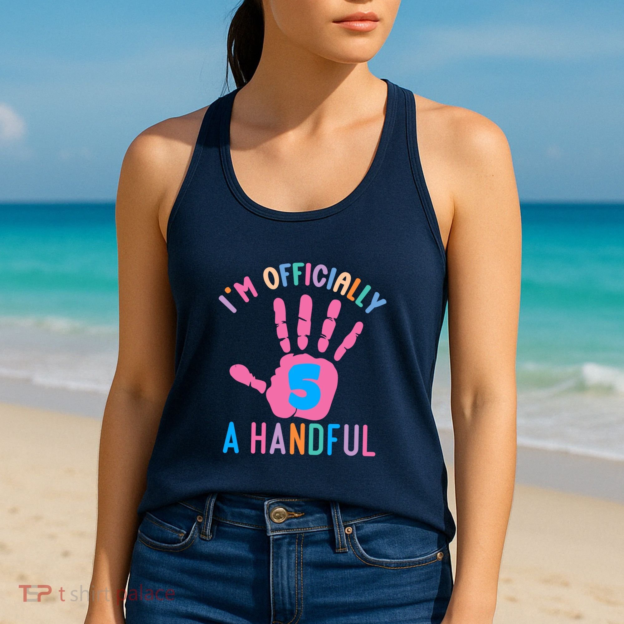IM A Handful Five 5th Birthday Girl Boy Women's Tank Top