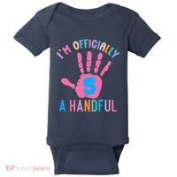 IM A Handful Five 5th Birthday Girl Boy Baby Bodysuit thumb 0