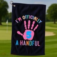 IM A Handful Five 5th Birthday Girl Boy Golf Towel thumb 1