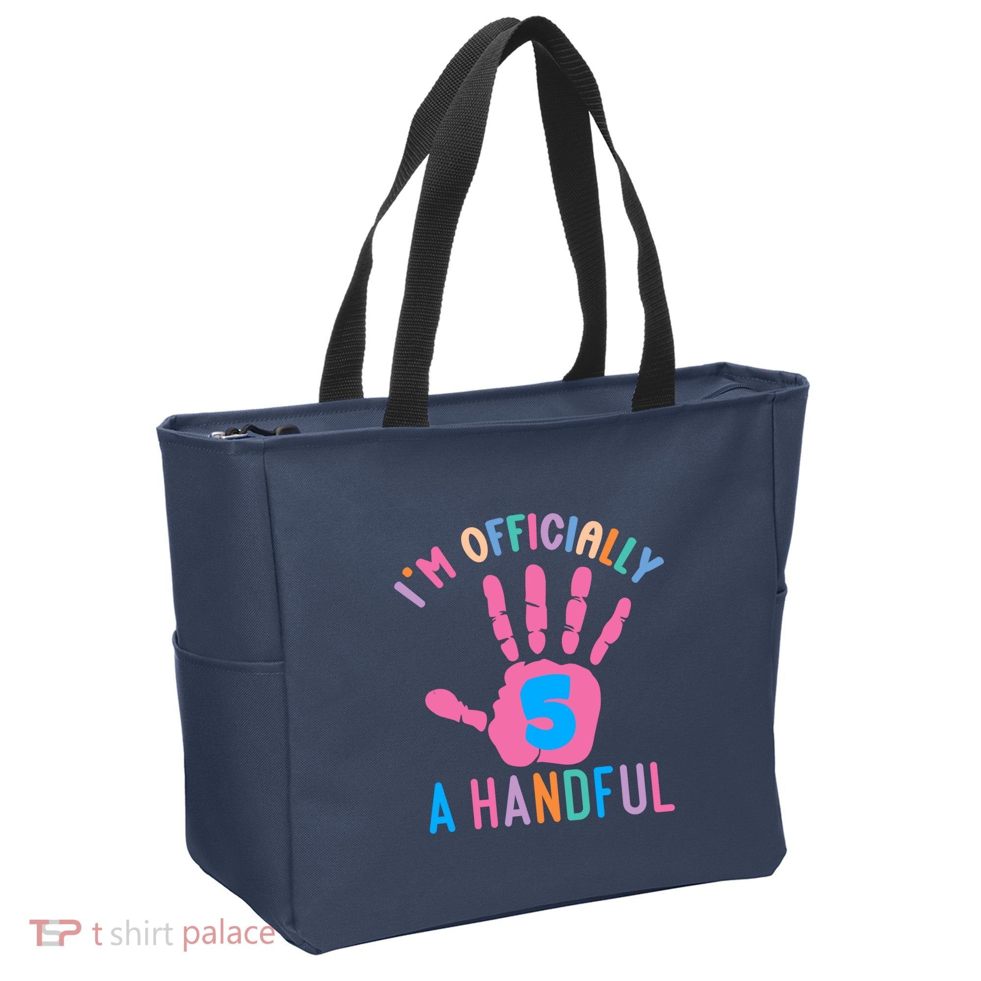 IM A Handful Five 5th Birthday Girl Boy Tote Bag