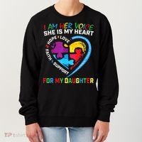 I Am Her Voice Daughter Autism Awareness Mom Dad Puzzle Women's Sweatshirt thumb 0