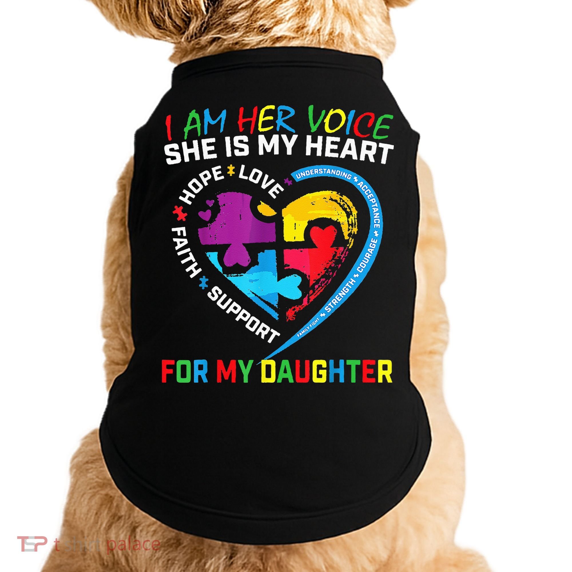 I Am Her Voice Daughter Autism Awareness Mom Dad Puzzle Doggie Tank