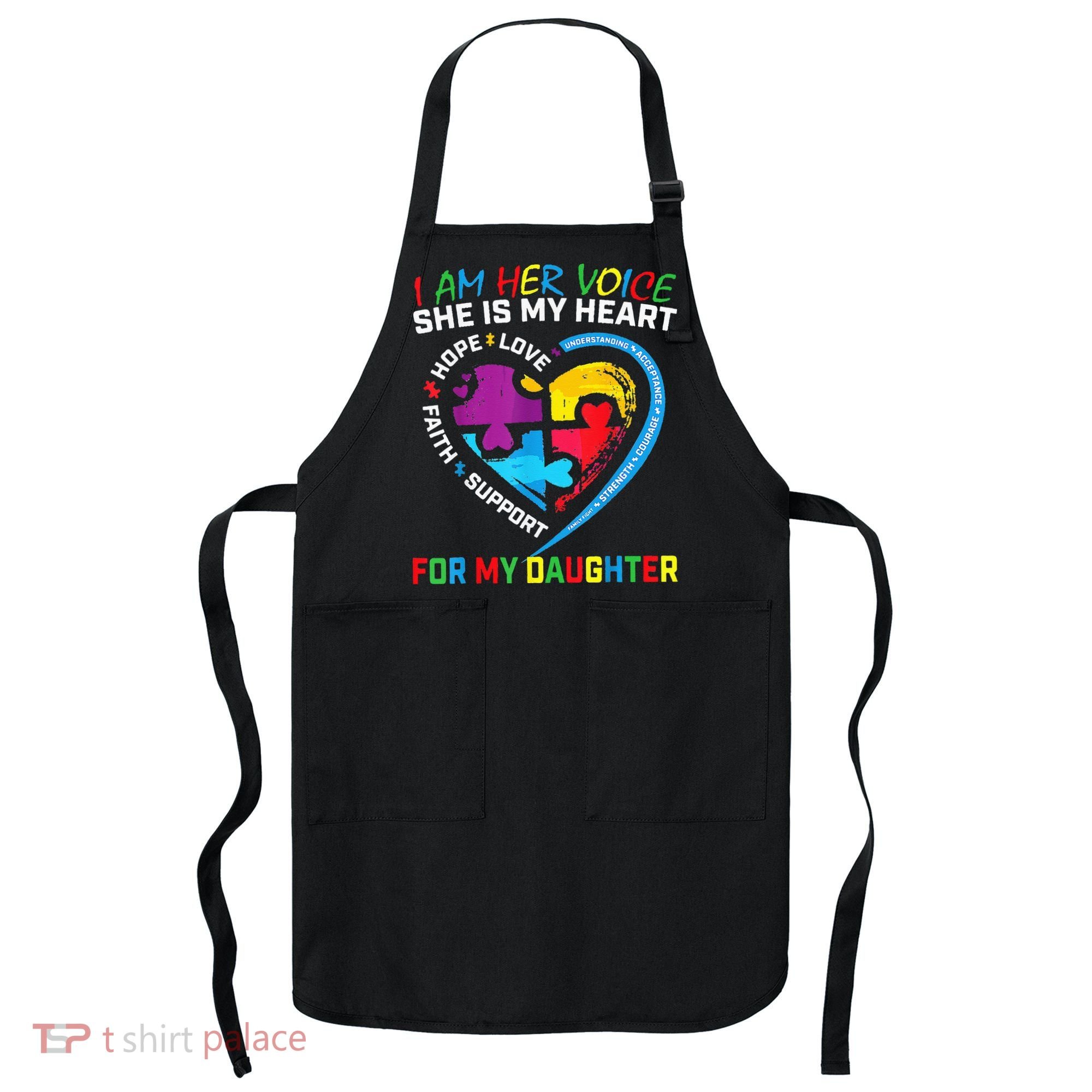 I Am Her Voice Daughter Autism Awareness Mom Dad Puzzle Apron