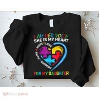 I Am Her Voice Daughter Autism Awareness Mom Dad Puzzle Sweatshirt thumb 2