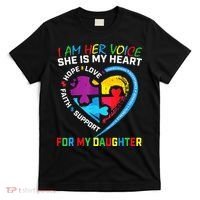 I Am Her Voice Daughter Autism Awareness Mom Dad Puzzle T-Shirt thumb 0