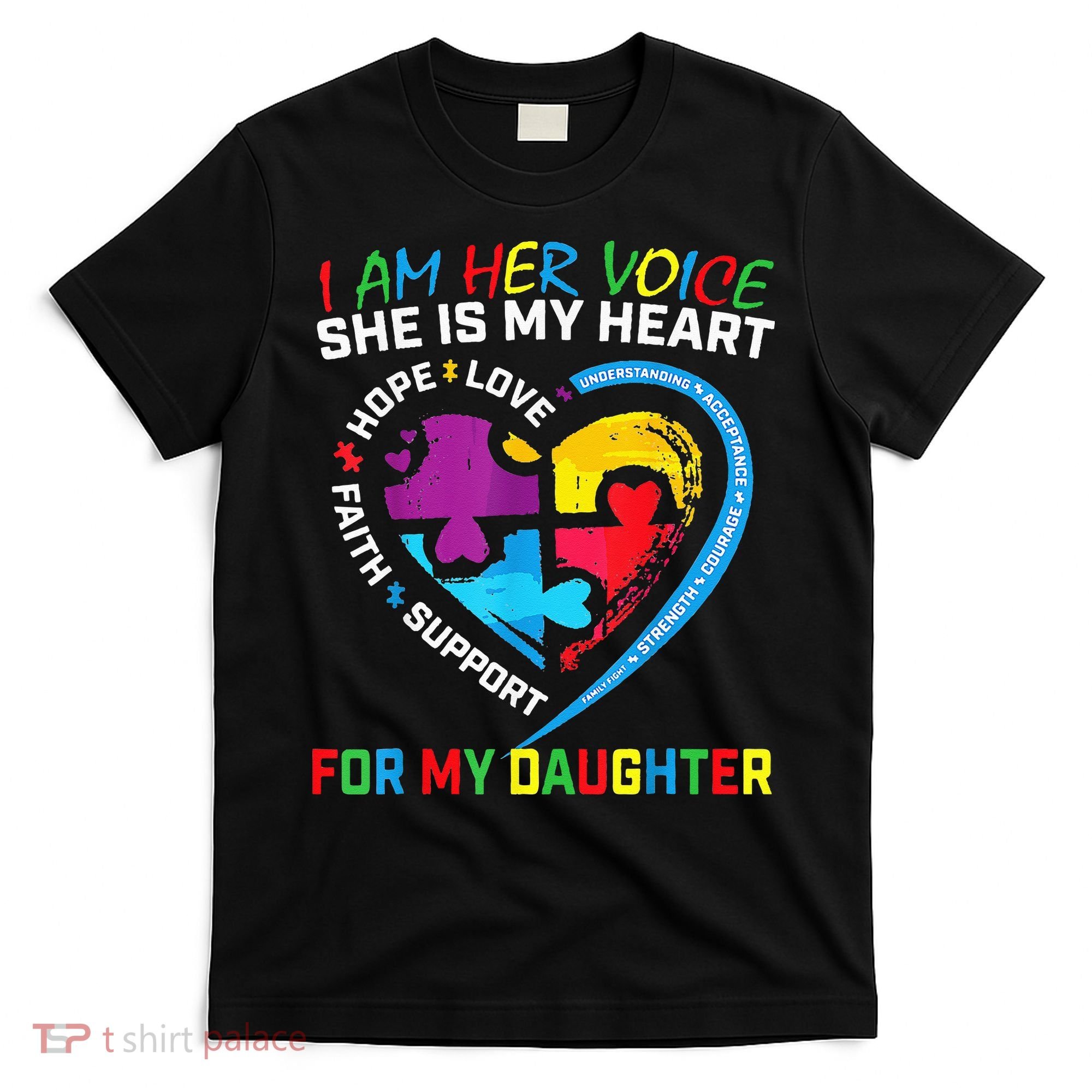I Am Her Voice Daughter Autism Awareness Mom Dad Puzzle T-Shirt