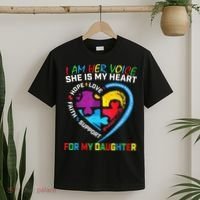 I Am Her Voice Daughter Autism Awareness Mom Dad Puzzle T-Shirt thumb 2