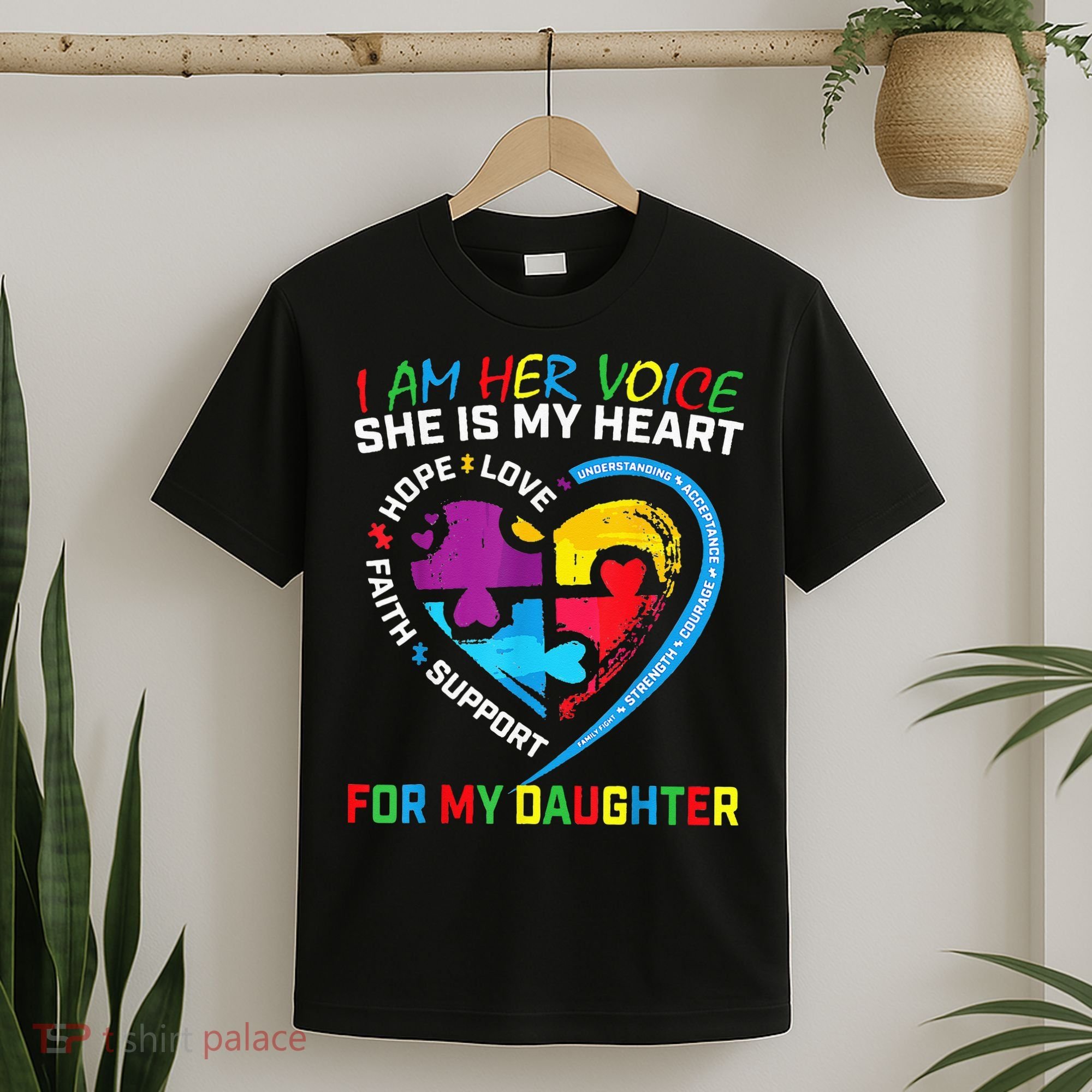 I Am Her Voice Daughter Autism Awareness Mom Dad Puzzle T-Shirt