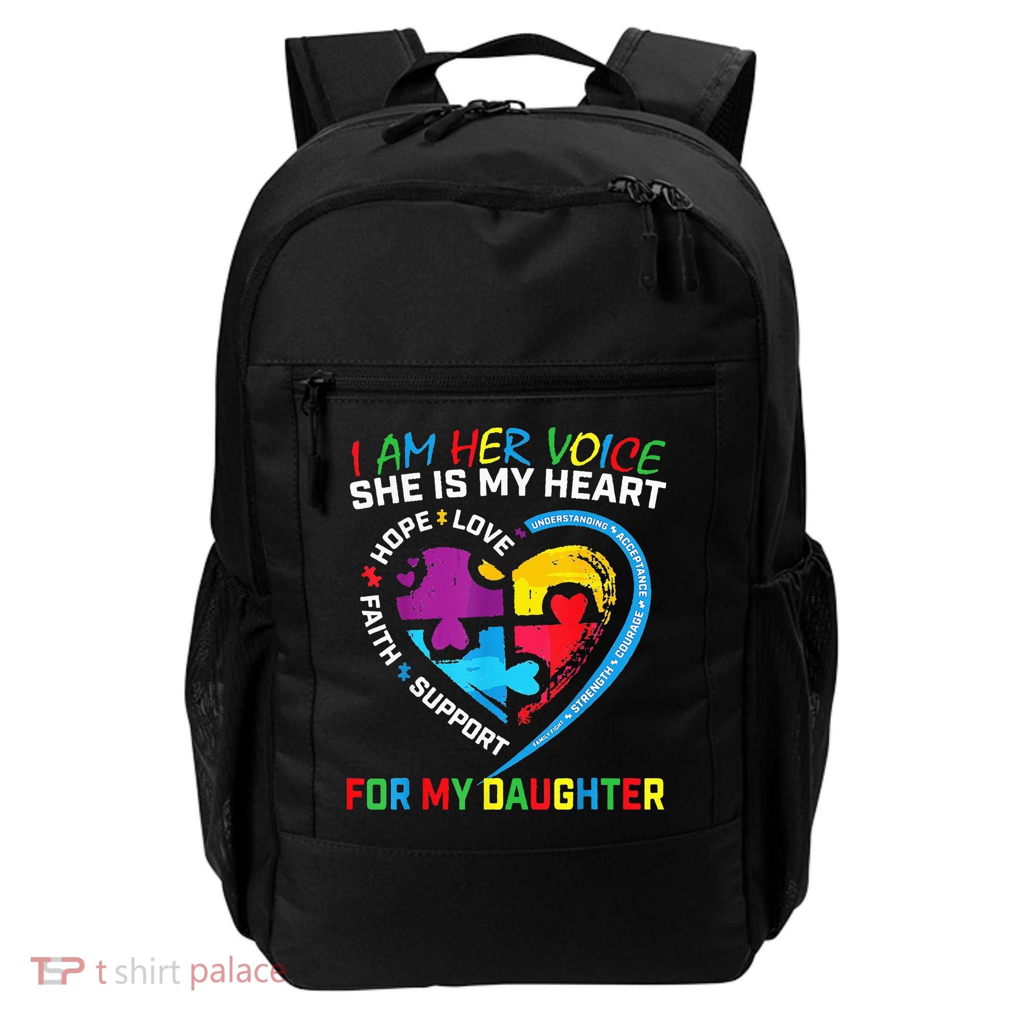 I Am Her Voice Daughter Autism Awareness Mom Dad Puzzle Backpack