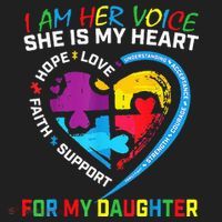 I Am Her Voice Daughter Autism Awareness Mom Dad Puzzle Hat thumb 2