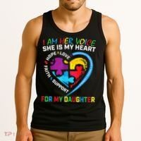 I Am Her Voice Daughter Autism Awareness Mom Dad Puzzle Tank Top thumb 3