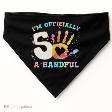 I'm A Handful 5th Birthday Party Funny Five USA-Made Doggie Bandana