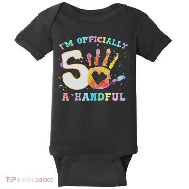 I'm A Handful 5th Birthday Party Funny Five Baby Bodysuit