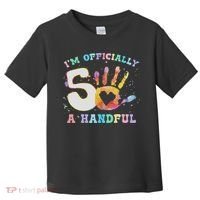 I'm A Handful 5th Birthday Party Funny Five Toddler T-Shirt thumb 0