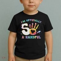 I'm A Handful 5th Birthday Party Funny Five Toddler T-Shirt thumb 2