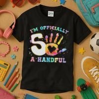 I'm A Handful 5th Birthday Party Funny Five Kids T-Shirt thumb 3