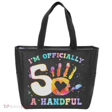 I'm A Handful 5th Birthday Party Funny Five Tote Bag