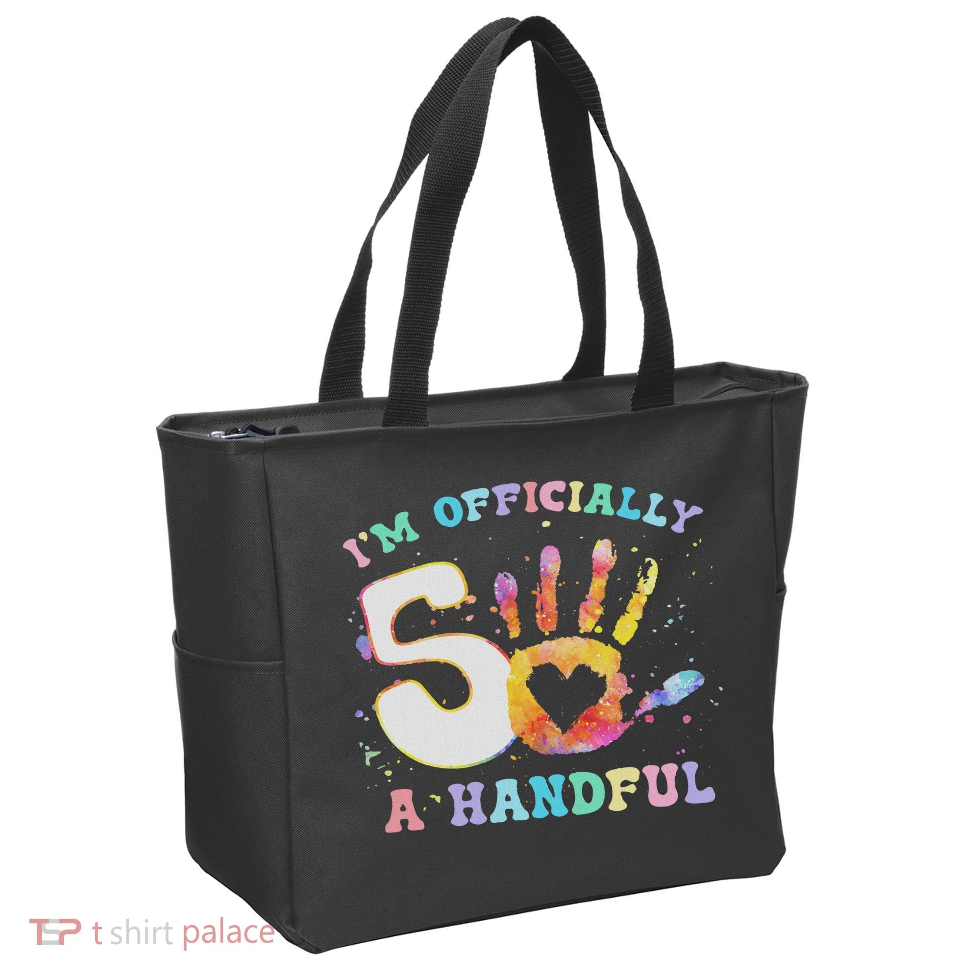 I'm A Handful 5th Birthday Party Funny Five Tote Bag