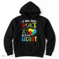 I am His Voice Mom Mama Autistic Autism Awareness Month Hoodie thumb 0