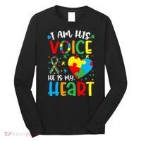 I am His Voice Mom Mama Autistic Autism Awareness Month Long Sleeve Shirt thumb 0