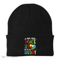 I am His Voice Mom Mama Autistic Autism Awareness Month Beanie thumb 0