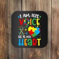I am His Voice Mom Mama Autistic Autism Awareness Month Coaster thumb 0
