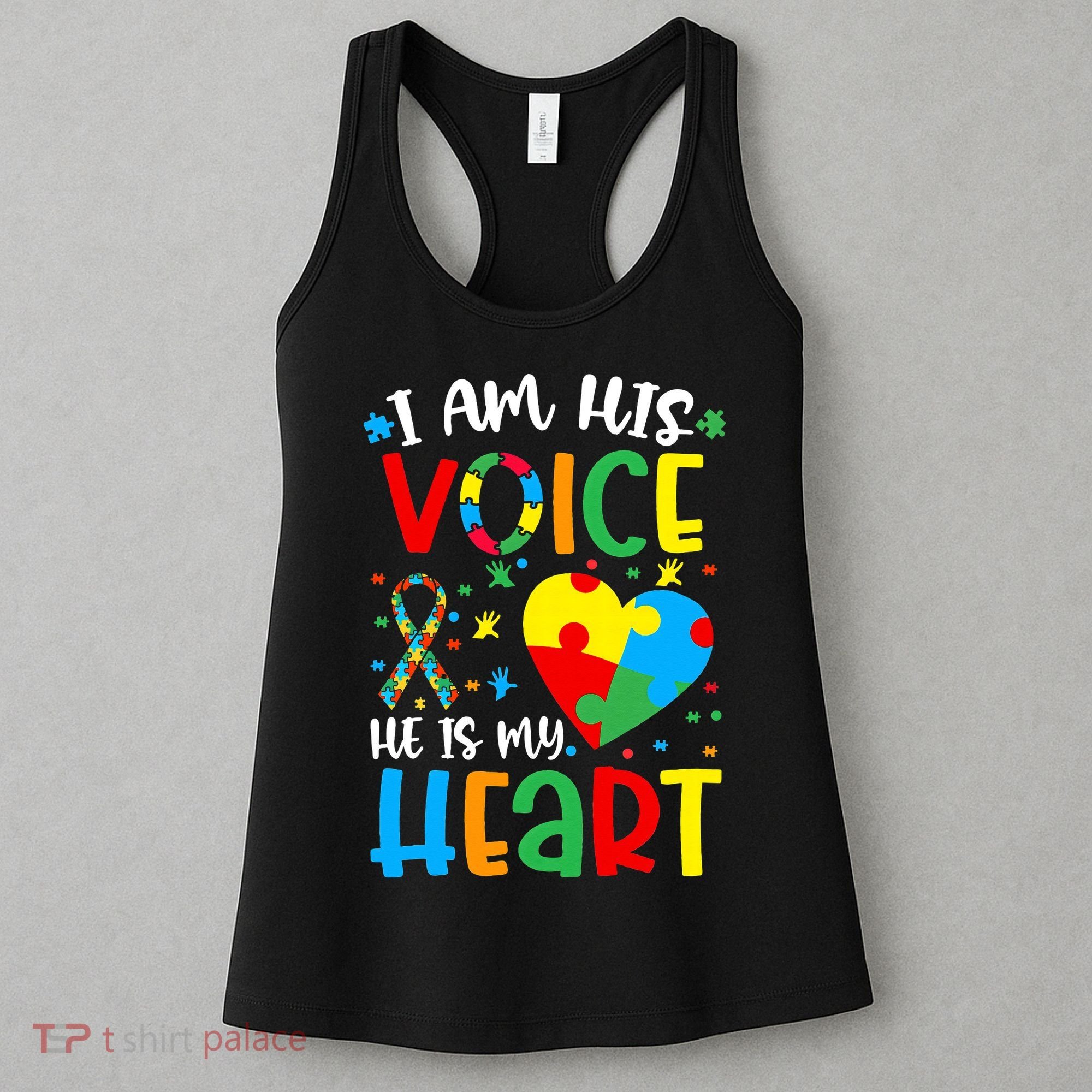I am His Voice Mom Mama Autistic Autism Awareness Month Women's Tank Top