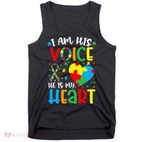 I am His Voice Mom Mama Autistic Autism Awareness Month Tank Top thumb 0