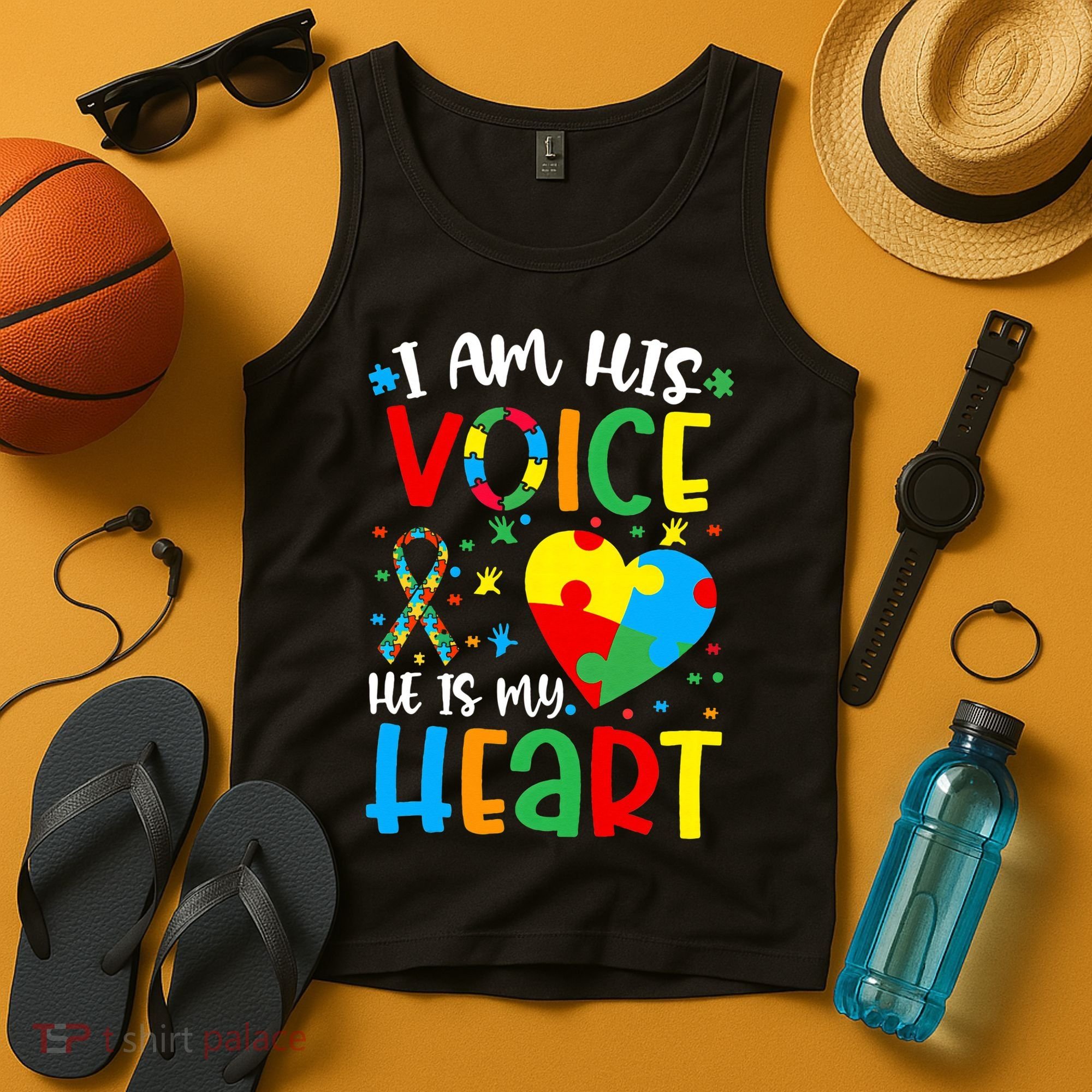 I am His Voice Mom Mama Autistic Autism Awareness Month Tank Top