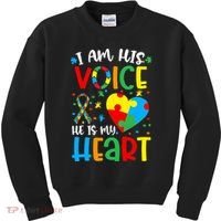 I am His Voice Mom Mama Autistic Autism Awareness Month Kids Sweatshirt thumb 0