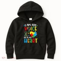I am His Voice Mom Mama Autistic Autism Awareness Month Kids Hoodie thumb 0