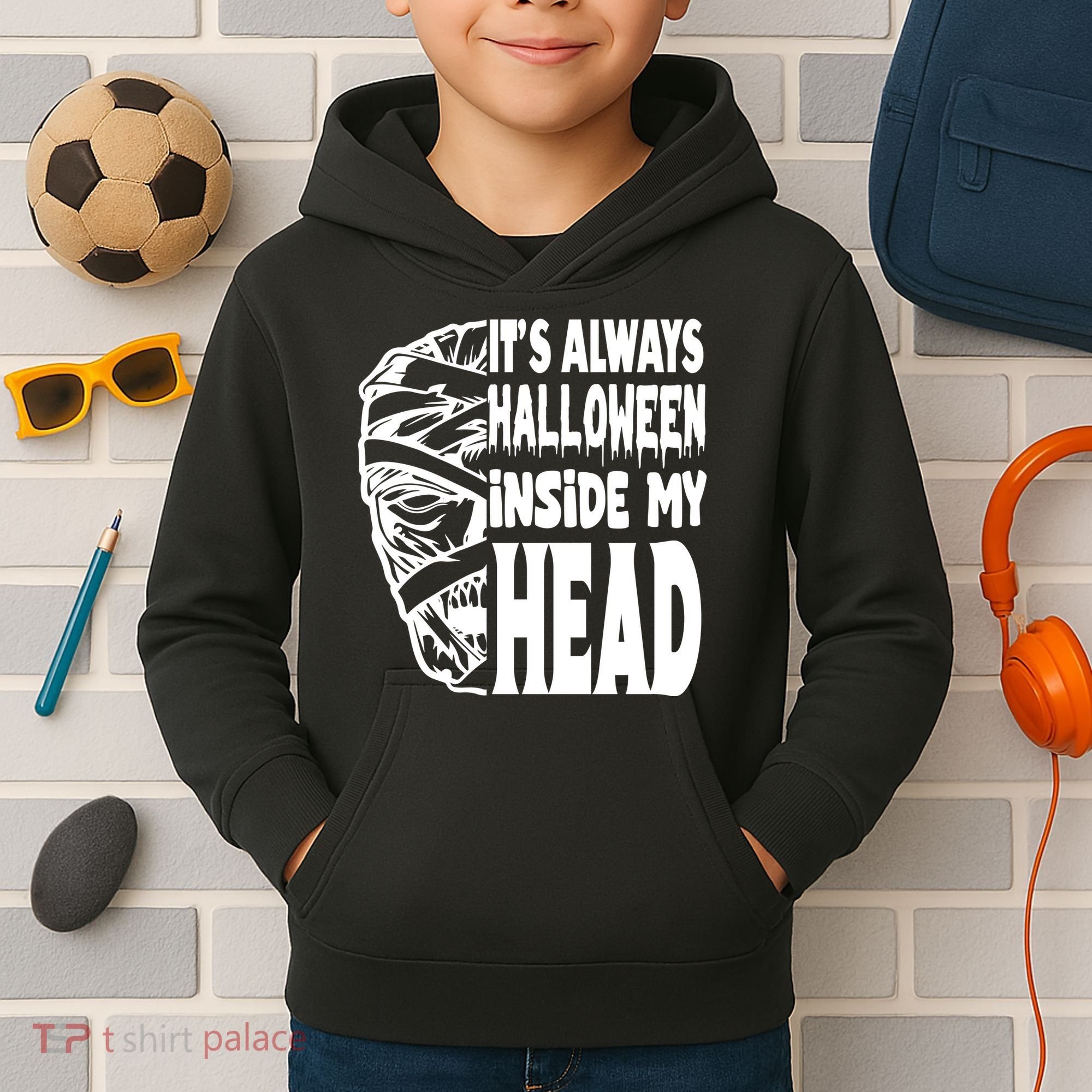 Its Always Halloween Inside My Head Zombie Kids Hoodie