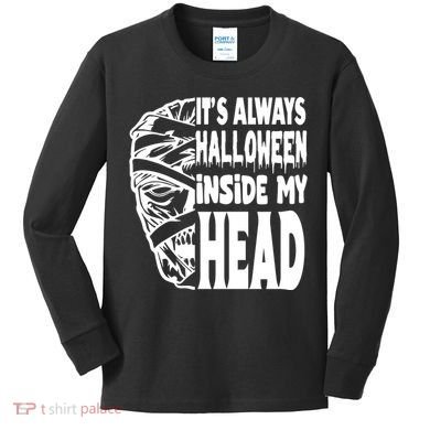 Its Always Halloween Inside My Head Zombie Kids Long Sleeve Shirt