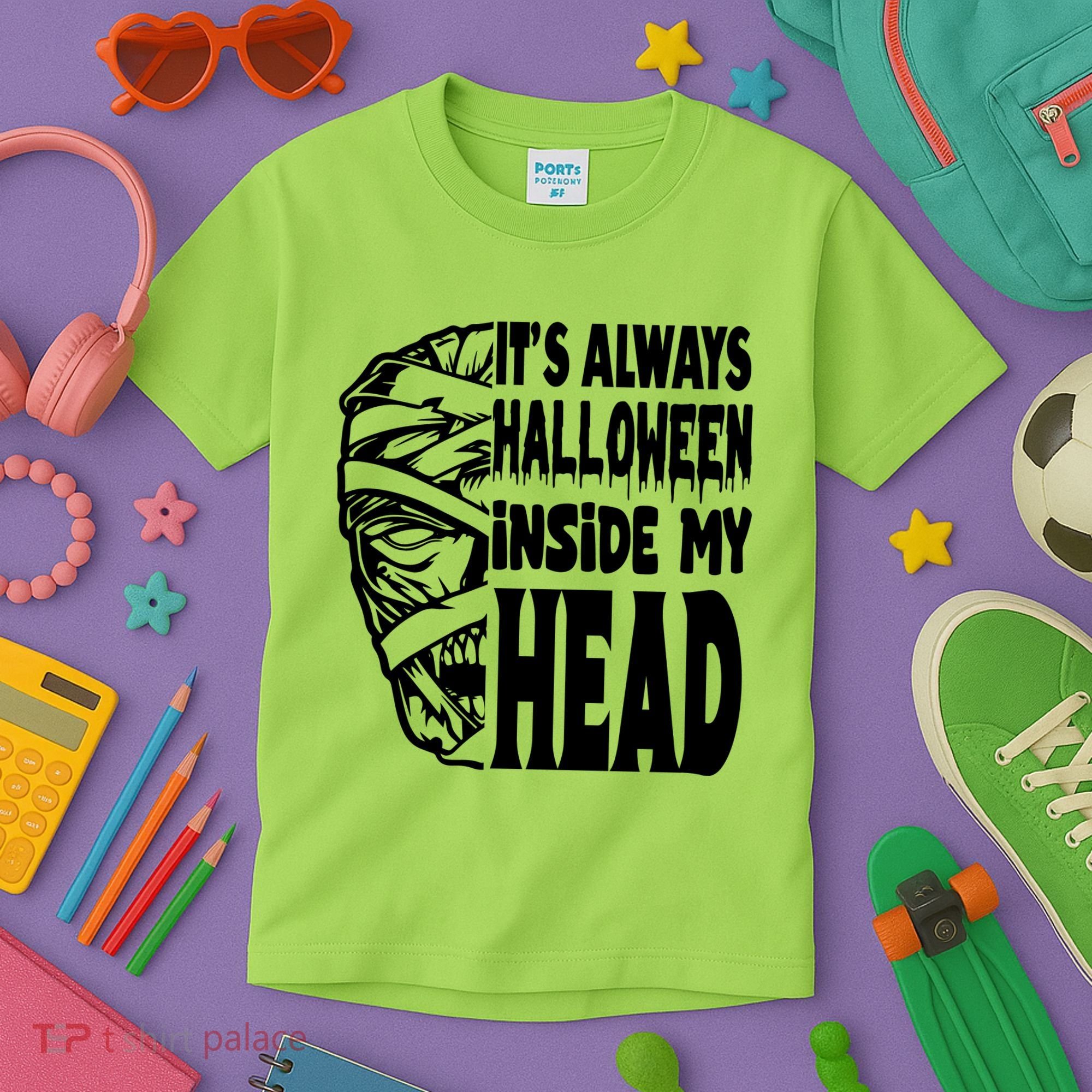 Its Always Halloween Inside My Head Zombie Kids T-Shirt