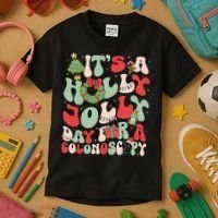 ItS A Holly Xmas Day For A Colonoscopy Christmas Kids T-Shirt thumb 3