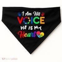 I Am His Voice He Is My Heart Autism Awareness USA-Made Doggie Bandana thumb 0