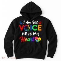 I Am His Voice He Is My Heart Autism Awareness Hoodie thumb 0