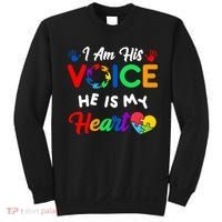 I Am His Voice He Is My Heart Autism Awareness Sweatshirt thumb 0