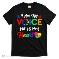 I Am His Voice He Is My Heart Autism Awareness T-Shirt thumb 0
