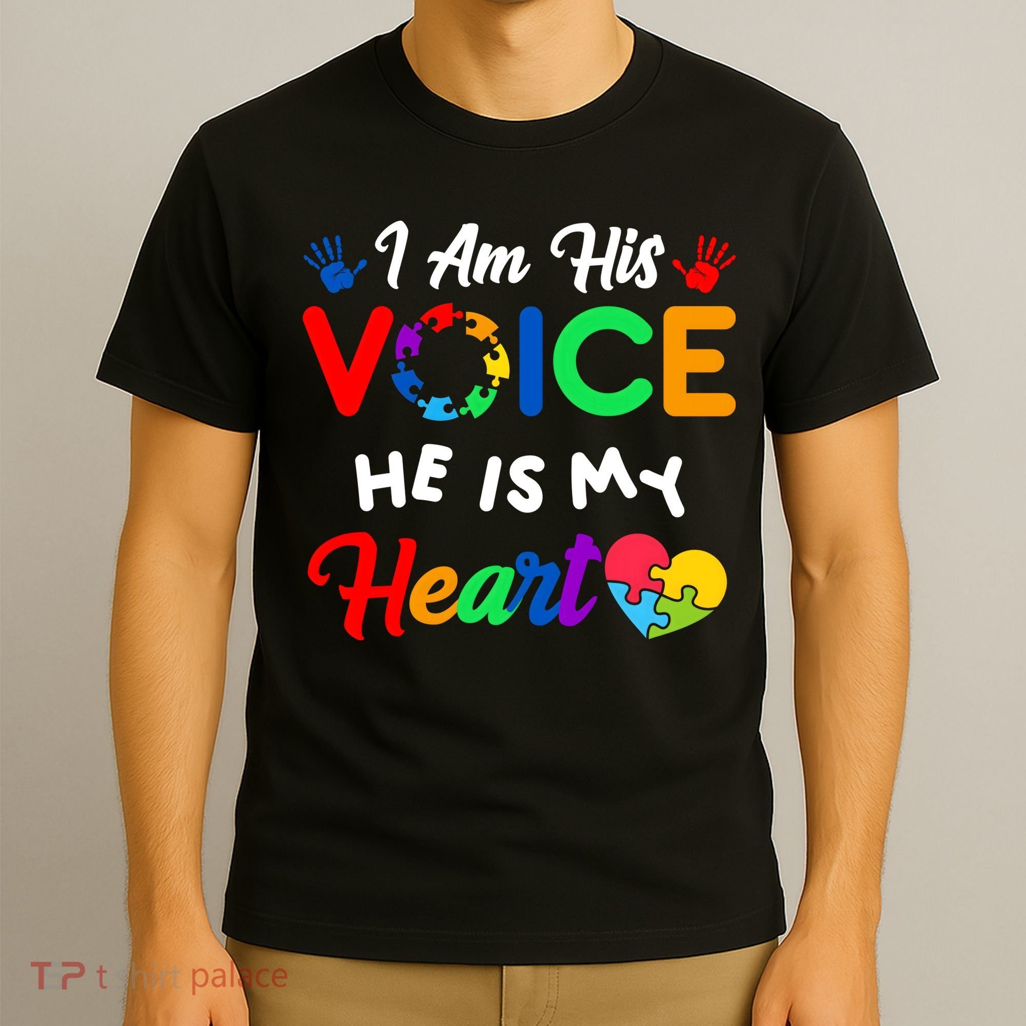 I Am His Voice He Is My Heart Autism Awareness T-Shirt