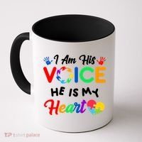 I Am His Voice He Is My Heart Autism Awareness Coffee Mug thumb 0