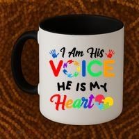 I Am His Voice He Is My Heart Autism Awareness Coffee Mug thumb 2