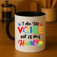 I Am His Voice He Is My Heart Autism Awareness Coffee Mug thumb 4