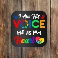 I Am His Voice He Is My Heart Autism Awareness Coaster thumb 0