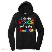I Am His Voice He Is My Heart Autism Awareness Women's Hoodie thumb 0
