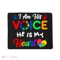 I Am His Voice He Is My Heart Autism Awareness Mousepad thumb 0