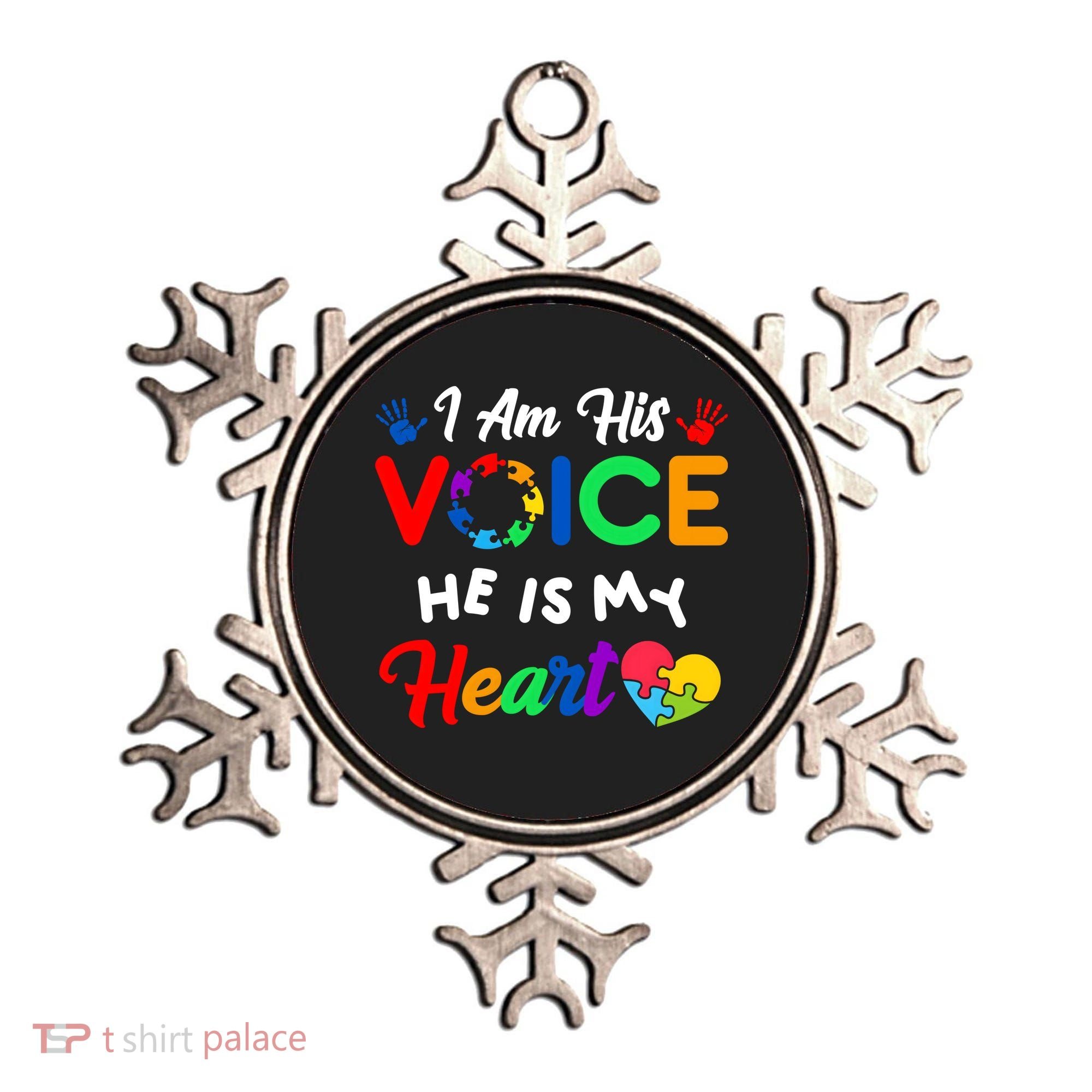 I Am His Voice He Is My Heart Autism Awareness Ornament
