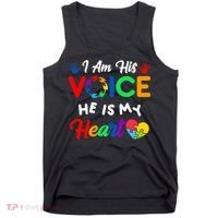 I Am His Voice He Is My Heart Autism Awareness Tank Top thumb 0